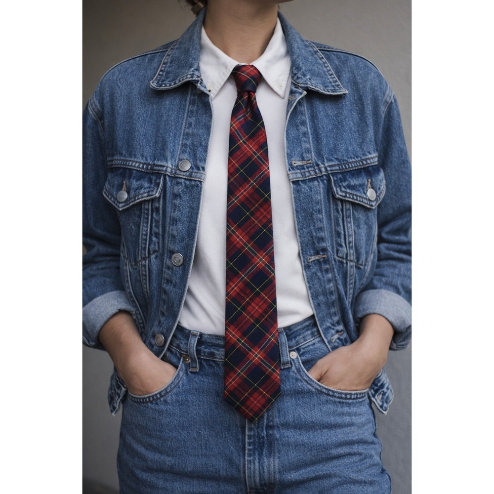 Pendleton 100% Virgin Wool Plaid Necktie‎ – Red / Navy / Green / Yellow